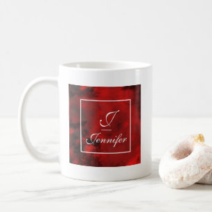 Modernes Schwarz/Rot-Abstraktes Monogramm Kaffeetasse