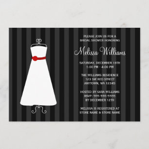Modernes Schwarz-Rot-Brautparty Einladung