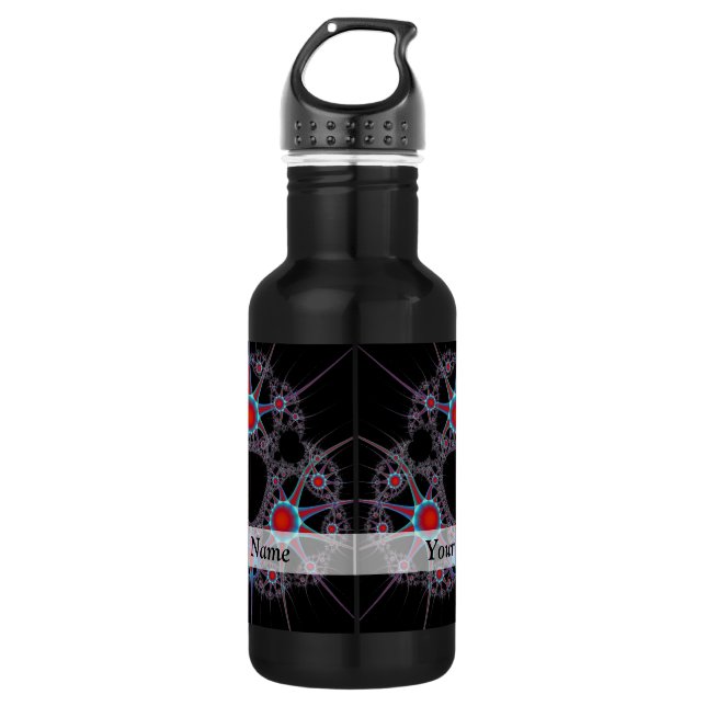 Modernes Schwarz-Rot-Fraktal Trinkflasche (Vorderseite)