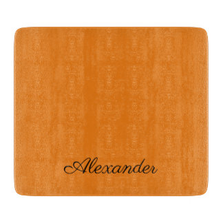 Modernes Schwarz-Schrift mit orangefarbenem Schwar Schneidebrett