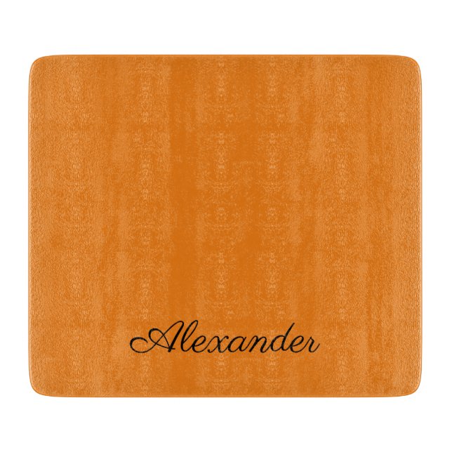 Modernes Schwarz-Schrift mit orangefarbenem Schwar Schneidebrett (Vorderseite)