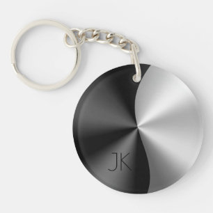 Modernes Schwarz & Silber-Metallic-Design USB-Char Schlüsselanhänger