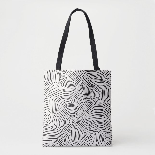 Modernes Schwarz und Beige gestreift Tasche (Vorderseite)