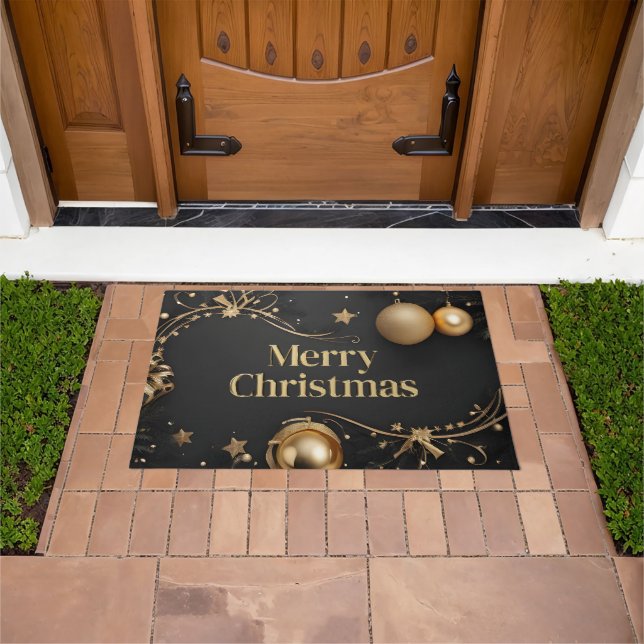 Modernes Schwarz und Gold Fußmatte (Außenbereich)