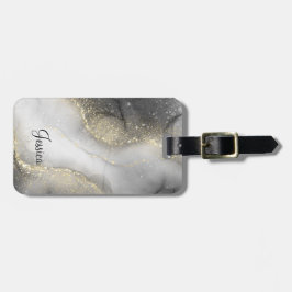 Modernes Schwarz und Gold marmoriert Gepäckanhänger