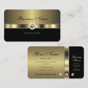 Modernes Schwarz und Gold mit funkelnden Rhineston Visitenkarte