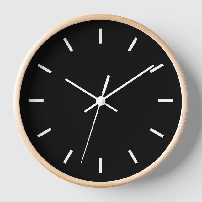 Modernes Schwarz und Naturholz Uhr (Vorderseite)
