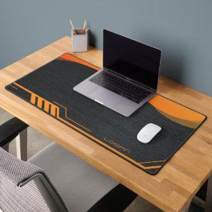 Modernes Schwarz und Orange Personalisiert Schreibtischunterlage