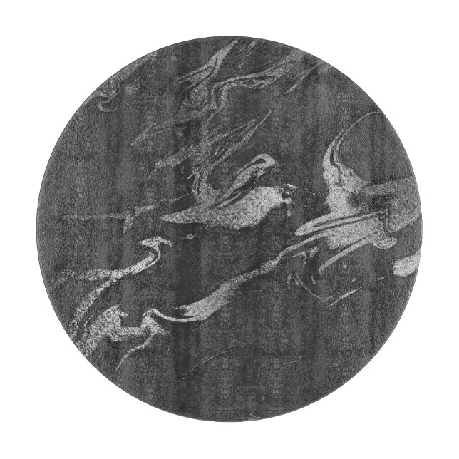 Modernes Schwarz- und Silbermarmormuster Schneidebrett (Vorderseite)