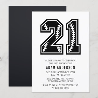 Modernes Schwarz und Weiß 21. Geburtstag Einladung