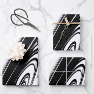 Modernes Schwarz und Weiß Geschenkpapier Set