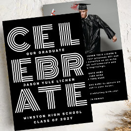 MODERNES SCHWARZ UND WEISS | Klasse des PARTY GRAD Einladung