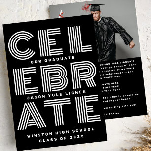 MODERNES SCHWARZ UND WEISS   Klasse des PARTY GRAD Einladung