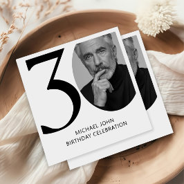 Modernes Schwarz & Weiß 30. Foto Geburtstag Serviette