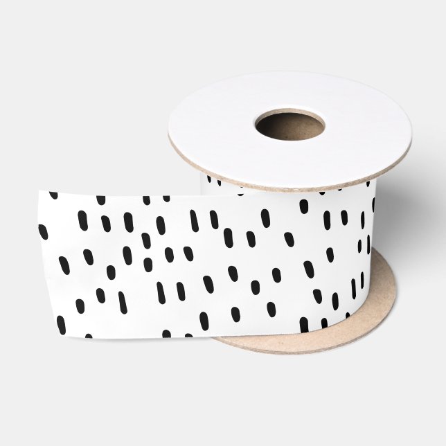 Modernes Schwarz/Weiß Abstrakt Dot Pattern Trendse Satinband (Spule)