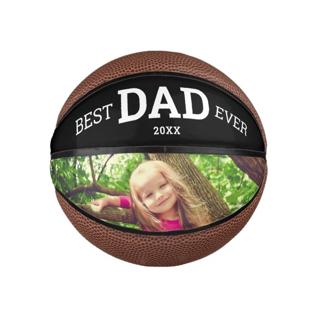 Modernes Schwarz-Weiß-Best Vater-Foto Mini Basketball (Vorderseite)