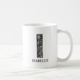 Modernes Schwarz-Weiß-Blau-Vorzeichen I und Name Kaffeetasse