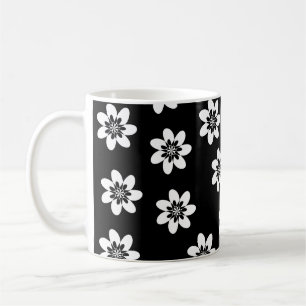 Modernes Schwarz-Weiß-Blumendesign Kaffeetasse