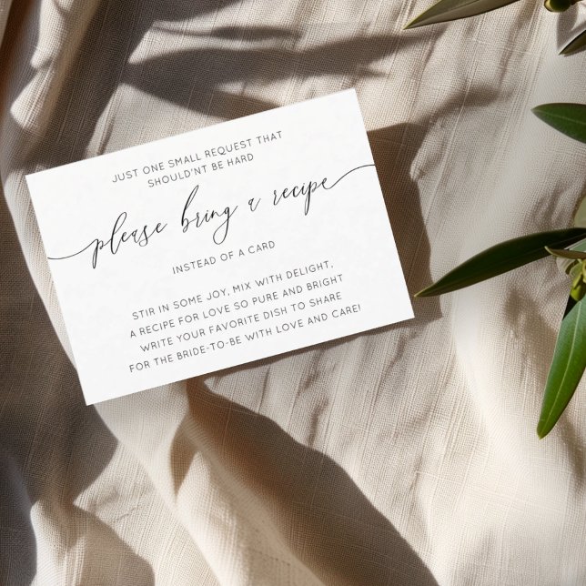 Modernes Schwarz-Weiß-Brautparty Rezept Begleitkarte (Von Creator hochgeladen)