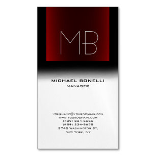 Modernes Schwarz-Weiß-Design mit Monogramm Magnetische Visitenkarte