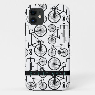 Modernes Schwarz-Weiß-Fahrradmuster Case-Mate iPhone Hülle