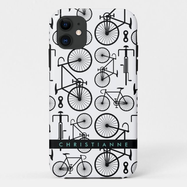 Modernes Schwarz-Weiß-Fahrradmuster Case-Mate iPhone Hülle (Rückseite)
