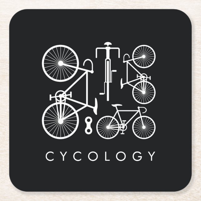 Modernes Schwarz-Weiß-Fahrradmuster Rechteckiger Pappuntersetzer (Vorderseite)