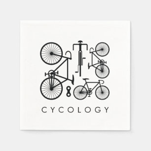 Modernes Schwarz-Weiß-Fahrradmuster Serviette