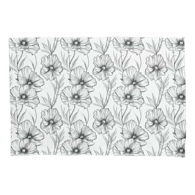 Modernes Schwarz-Weiß-Flora-Elegant Kissenbezug (Vorderseite-Links)