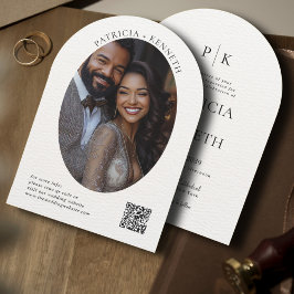 Modernes Schwarz-Weiß-Foto-Hochzeitsmonogramm Einladung