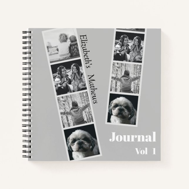 Modernes Schwarz-Weiß-Foto-Notebook Notizbuch (Vorderseite)