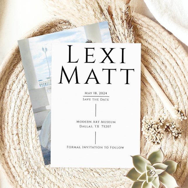 Modernes Schwarz-Weiß-Foto Save the Date (Von Creator hochgeladen)