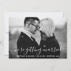 Modernes Schwarz-Weiß-Foto verheiratet Save The Date