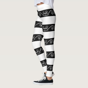 Modernes, Schwarz-weiß gestreiftes Leggings