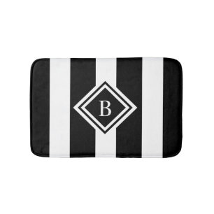 Modernes, Schwarz-weiß gestricktes Monogramm-Spei Badematte