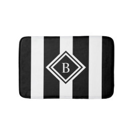 Modernes, Schwarz-weiß gestricktes Monogramm-Speic Badematte