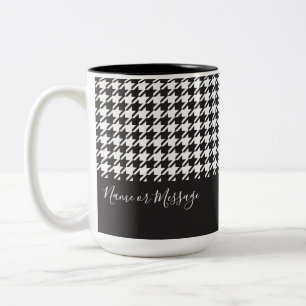 Modernes Schwarz-Weiß-Hahnentrittmuster Zweifarbige Tasse