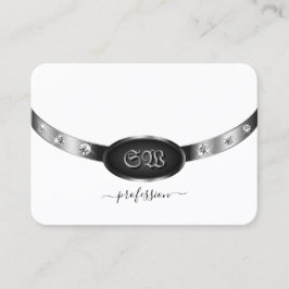 Modernes Schwarz-Weiß-Helle-Silber mit Monogramm Visitenkarte