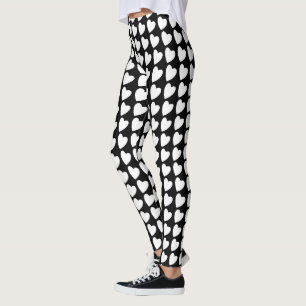 Modernes Schwarz-Weiß-Herz-Muster Leggings