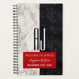 Modernes Schwarz-Weiß-Hochzeitsplanbuch Planer