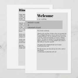 Modernes Schwarz-Weiß-Hochzeitsprogramm Programm