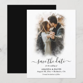 Modernes Schwarz-Weiß-Hochzeitssemble-Foto Save th Save The Date