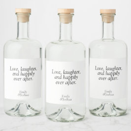 Modernes Schwarz-Weiß-Hochzeitstich-Liebe-Lachen Alkoholflaschenetikett