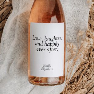 Modernes Schwarz-Weiß-Hochzeitstich-Liebe-Lachen Weinetikett