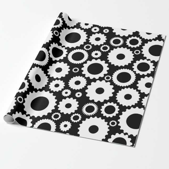 Modernes Schwarz-Weiß-Illustrationsgestänge Geschenkpapier (Ungerollt)
