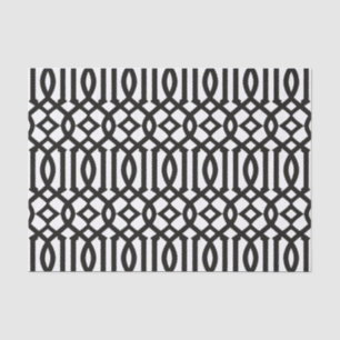 Modernes Schwarz-Weiß-Marokkanisches Trellis-Muste Seidenpapier