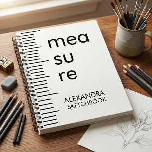 Modernes Schwarz-Weiß-Maß-Typografie-Skizzenbuch Notizbuch