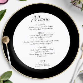 Modernes Schwarz/Weiß | Menü-Karte des Hochzeitkre Menükarte