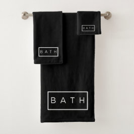 Modernes Schwarz-Weiß-Minimalistisch Badhandtuch Set