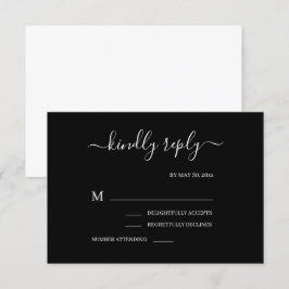 Modernes Schwarz-Weiß-Minimalistische Hochzeit-RSV Einladung